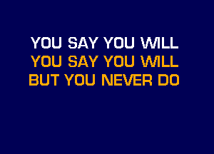 YOU SAY YOU INILL
YOU SAY YOU WLL

BUT YOU NEVER DO