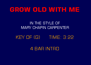 IN THE STYLE 0F
MARY CHAPIN CARPENTER

KEY OF ((31 TIME 3122

4 BAR INTRO