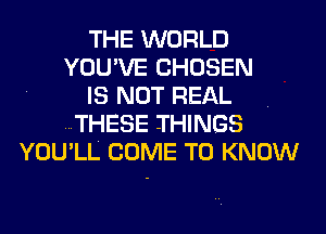 THE WORLD
YOUWE CHOSEN
IS NOT REAL
...THESE THINGS
YOU'LL COME TO KNOW