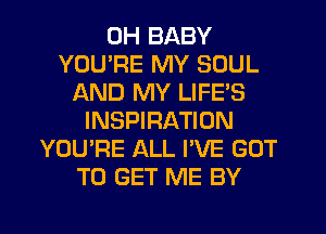 0H BABY
YOU'RE MY SOUL
AND MY LIFE'S
INSPIRATION
YOU'RE ALL PVE GOT
TO GET ME BY