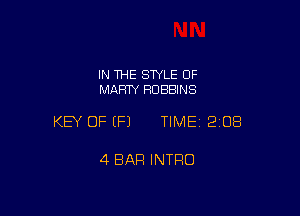 IN THE SWLE OF
MARTY ROBBINS

KEY OF EFJ TIME 2108

4 BAR INTRO
