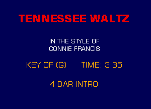 IN THE STYLE 0F
CONNIE FRANCIS

KEY OF ((31 TIME 335

4 BAR INTRO
