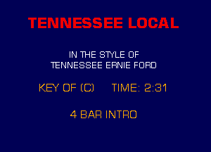 IN THE SWLE OF
TENNESSEE ERNIE FORD

KEY OFECJ TIME12i31

4 BAR INTRO
