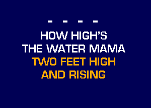 HOW HIGH'S
THE WATER MAMA

M0 FEET HIGH
AND RISING
