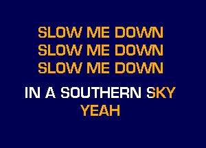 SLOW ME DOWN
SLOW ME DOWN
SLOW ME DOWN

IN A SOUTHERN SKY
YEAH