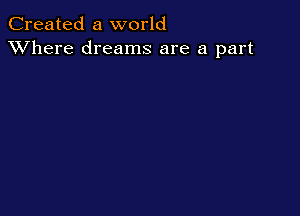 Created a world
XVhere dreams are a part