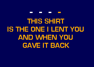 THIS SHIRT
IS THE ONE I LENT YOU

AND WHEN YOU
GAVE IT BACK