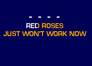 RED ROSES

JUST WON'T WORK NOW