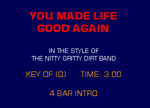 IN THE STYLE OF
THE NIWY GHITTY DIRT BAND

KEY OF (G) TIME 3100

4 BAR INTRO