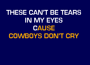 THESE CAN'T BE TEARS
IN MY EYES
CAUSE
COWBOYS DON'T CRY