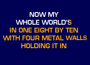 NOW MY
WHOLE WORLD'S
IN ONE EIGHT BY TEN
WITH FOUR METAL WALLS
HOLDING IT IN