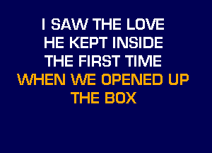 I SAW THE LOVE
HE KEPT INSIDE
THE FIRST TIME
WHEN WE OPENED UP
THE BOX