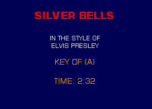 IN THE STYLE OF
ELVIS PRESLEY

KEY OF EA)

TlMEt 232