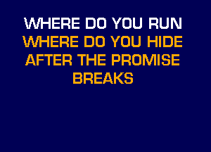 WHERE DO YOU RUN

WHERE DO YOU HIDE

AFTER THE PROMISE
BREAKS