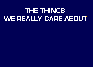 THE THINGS
WE REALLY CARE ABOUT
