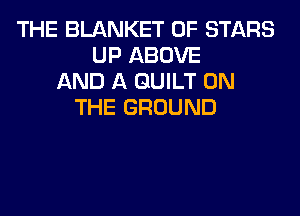 THE BLANKET 0F STARS
UP ABOVE
AND A GUILT ON
THE GROUND