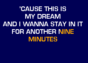 'CAUSE THIS IS
MY DREAM
AND I WANNA STAY IN IT
FOR ANOTHER NINE
MINUTES