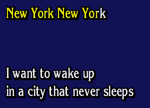 New York New York

lwant to wake up
in a city that never sleeps