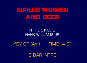 IN THE STYLE OF
HANK WILLIAMS JR

KB OF (Am) TIME 401

8 BAR INTRO
