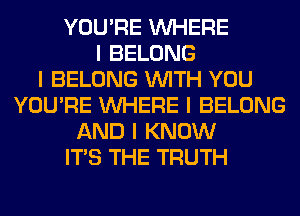 YOU'RE INHERE
I BELONG
I BELONG INITH YOU
YOU'RE INHERE I BELONG
AND I KNOW
ITS THE TRUTH
