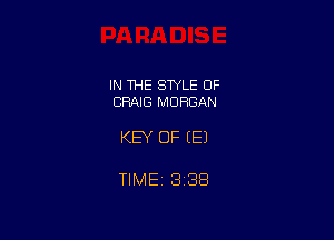 IN THE STYLE OF
CRAIG MORGAN

KEY OF EEJ

TIME 3338