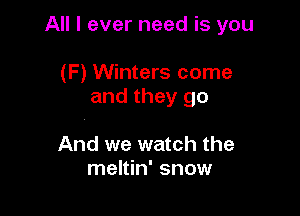All I ever need is you

(F) Winters come
and they go

And we watch the
meltin' snow