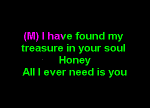 UW)lhavefoundlny
treasure in your soul

Honey
All I ever need is you