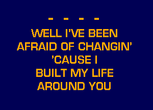 WELL I'VE BEEN
AFRAID 0F CHANGIM
'CAUSE I
BUILT MY LIFE
AROUND YOU