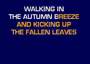 WALKING IN
THE AUTUMN BREEZE
AND KICKING UP
THE FALLEN LEAVES