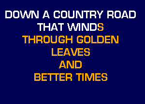 DOWN A COUNTRY ROAD
THAT WINDS
THROUGH GOLDEN
LEAVES
AND
BETTER TIMES