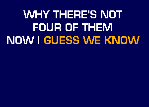 WHY THERE'S NOT
FOUR OF THEM
NOWI GUESS WE KNOW