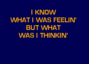 I KNOW
1WHAT I WAS FEELIN'
BUT WHAT

WAS I THINKIM