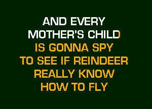 AND EVERY
MOTHEFPS CHILD
IS GONNA SPY
TO SEE IF REINDEER
REALLY KNOW
HOW TO FLY