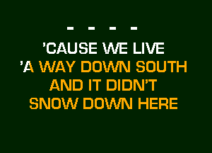 'CAUSE WE LIVE
'A WAY DOWN SOUTH
AND IT DIDN'T
SNOW DOWN HERE