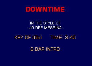 IN THE STYLE OF
JD DEE MESSINA

KEY OF (Gbl TIME 34B

8 BAR INTRO
