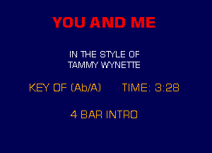 IN THE STYLE 0F
TAMMY WYNETTE

KEY OF EAbfAJ TIME 3128

4 BAR INTRO