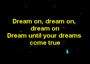 Dream on, dream on,
dream on

Dream until'your dreams
come true '