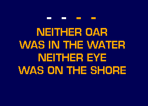 NEITHER OAR
WAS IN THE WATER
NEITHER EYE
WAS ON THE SHORE