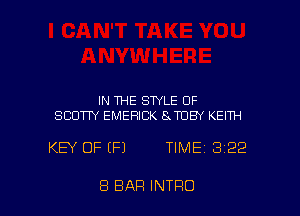IN THE STYLE 0F
SCOTTY EMERICK SCIUBY KEITH

KEY OF (F1 TIME13122

8 BAR INTRO l