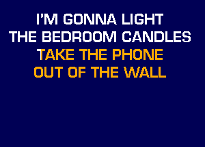 I'M GONNA LIGHT
THE BEDROOM CANDLES
TAKE THE PHONE
OUT OF THE WALL