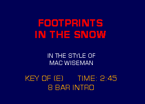 IN THE STYLE OF
MAC WISEMAN

KEY OF (E) TIME 245
8 BAR INTRO