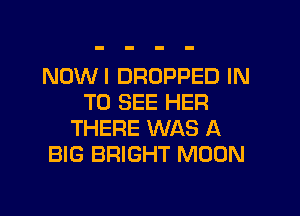 NOWI DROPPED IN
TO SEE HER
THERE WAS A
BIG BRIGHT MOON