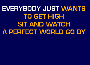 EVERYBODY JUST WANTS
TO GET HIGH
SIT AND WATCH
A PERFECT WORLD GO BY