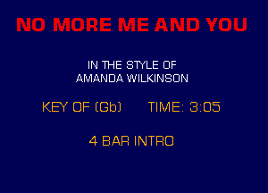 IN THE SWLE OF
AMJlNDil WILKINSON

KEY OF EGbJ TIME 3105

4 BAR INTRO