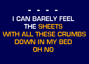 I CAN BARELY FEEL
THE SHEETS
WITH ALL THESE CRUMBS
DOWN IN MY BED
OH NO