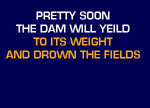PRETTY SOON
THE DAM WILL YEILD
TO ITS WEIGHT
AND BROWN THE FIELDS
