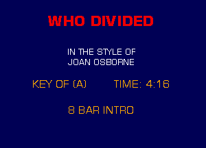 IN THE STYLE 0F
JUAN OSBORNE

KEY OFEAJ TIME141'IEi

8 BAR INTRO