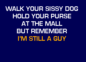 WALK YOUR SISSY DOG
HOLD YOUR PURSE
AT THE MALL
BUT REMEMBER
I'M STILL A GUY