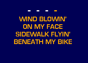 1WIND BLOVUIN'
ON MY FACE
SIDEWALK FLYIN'
BENEATH MY BIKE

g