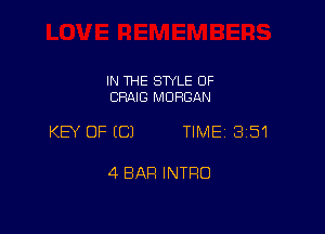 IN THE SWLE OF
CRAIG MORGAN

KEY OF ECJ TIME 3151

4 BAR INTRO